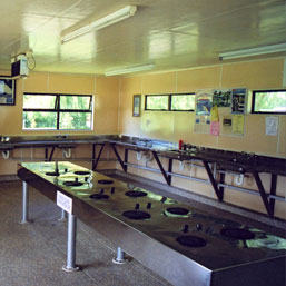 Inside the Awakeri Holiday Park communal kitchen