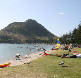 View of Mt Maunganui from Pilot Bay